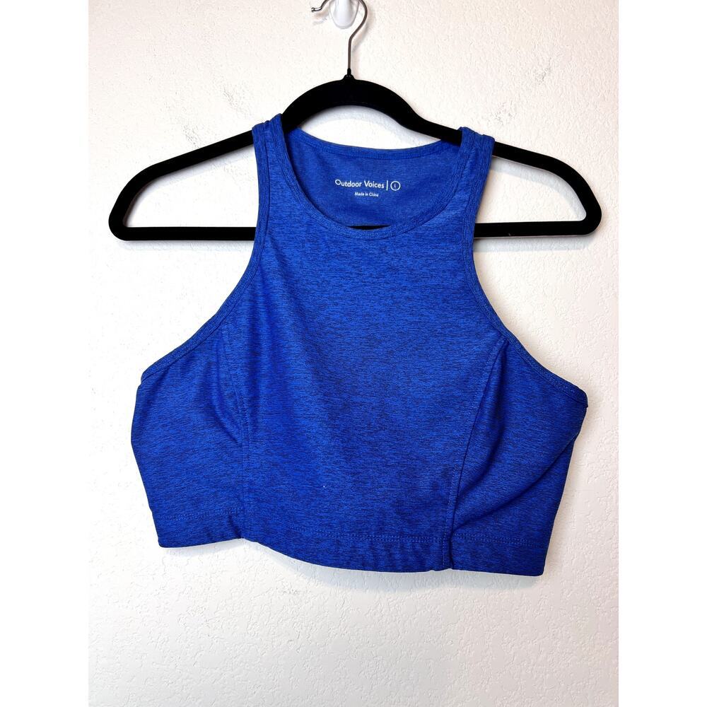 Outdoor Voices Athena High Neck Crop Top in Blue Size L